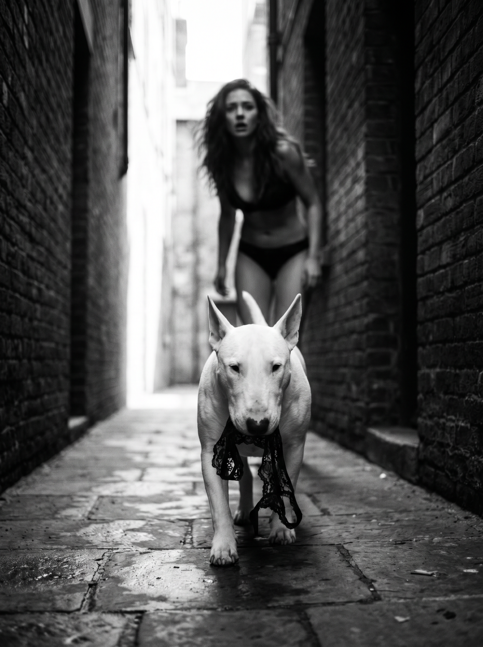 Black and white dog thief
