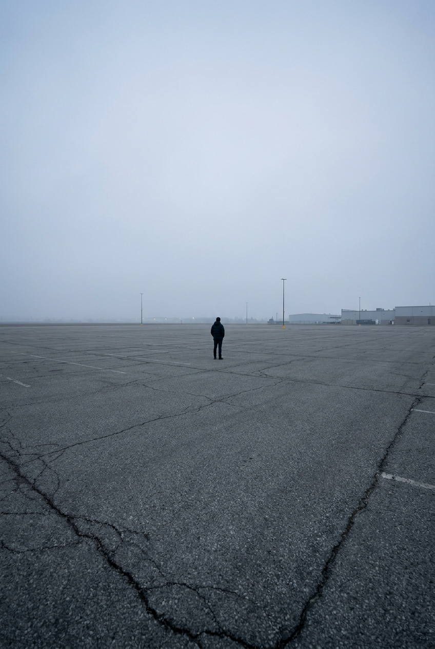 Isolation Through Negative Space-composition study, cinematic storytelling, using Unspecified AI image prompt