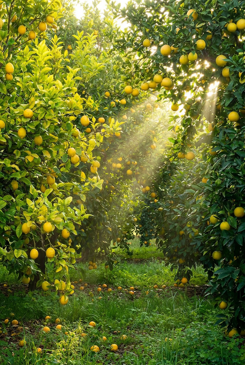 The Citrus Grove analogous color study, analogous colors, using Unspecified AI image prompt