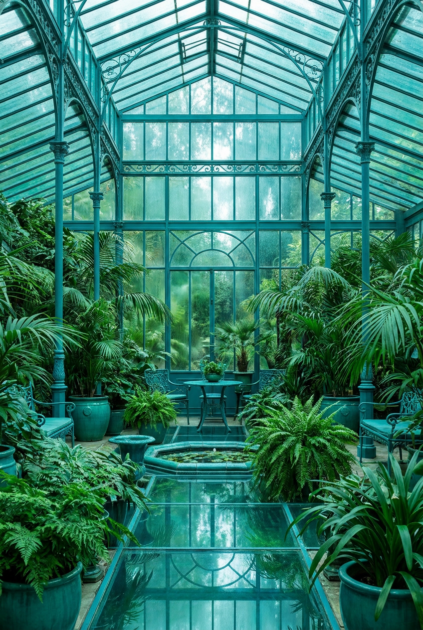 The Emerald Conservatory analogous color study, analogous colors, using Unspecified AI image prompt