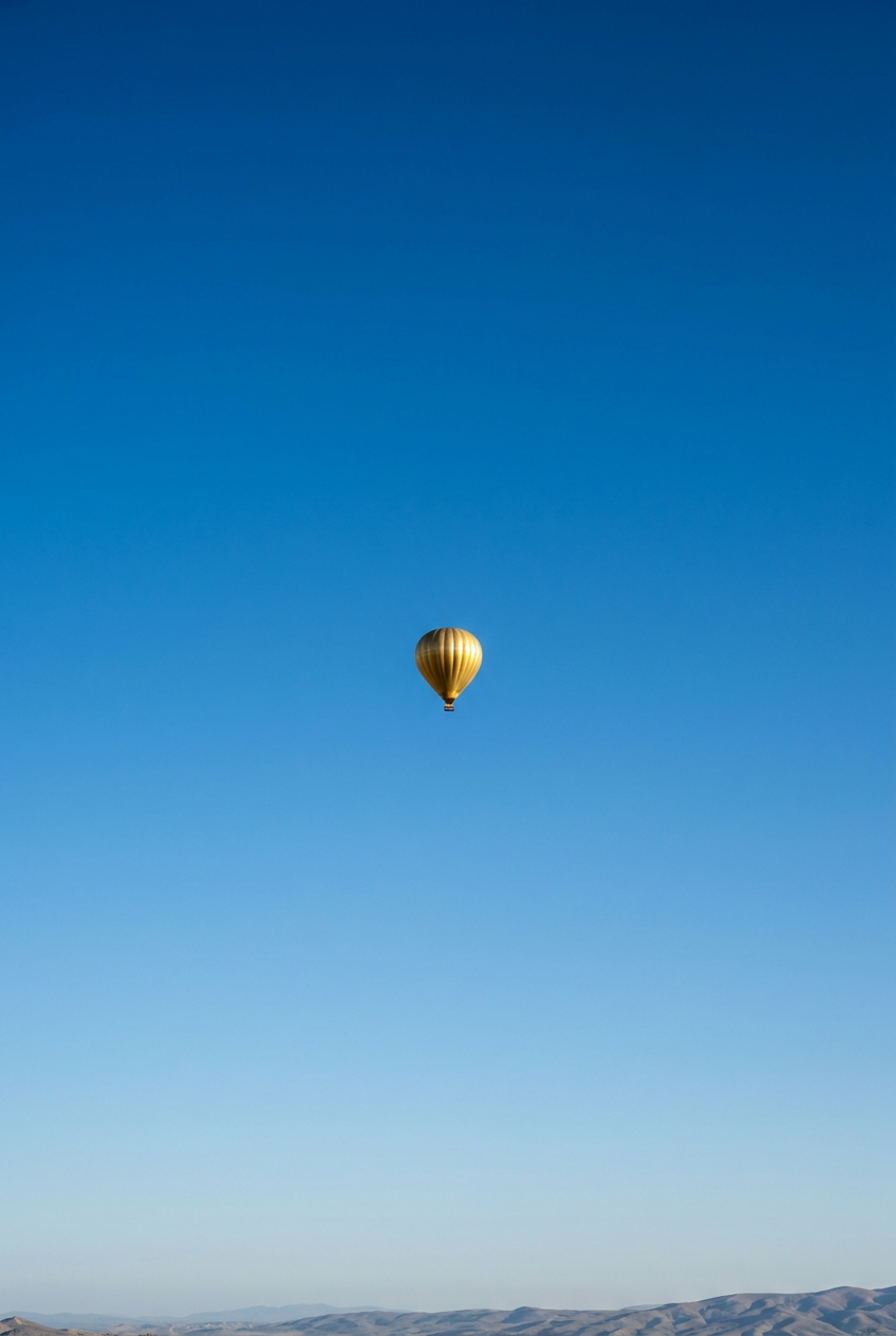 The Golden Balloon-Negative Space Study, balloon, using Unspecified AI image prompt
