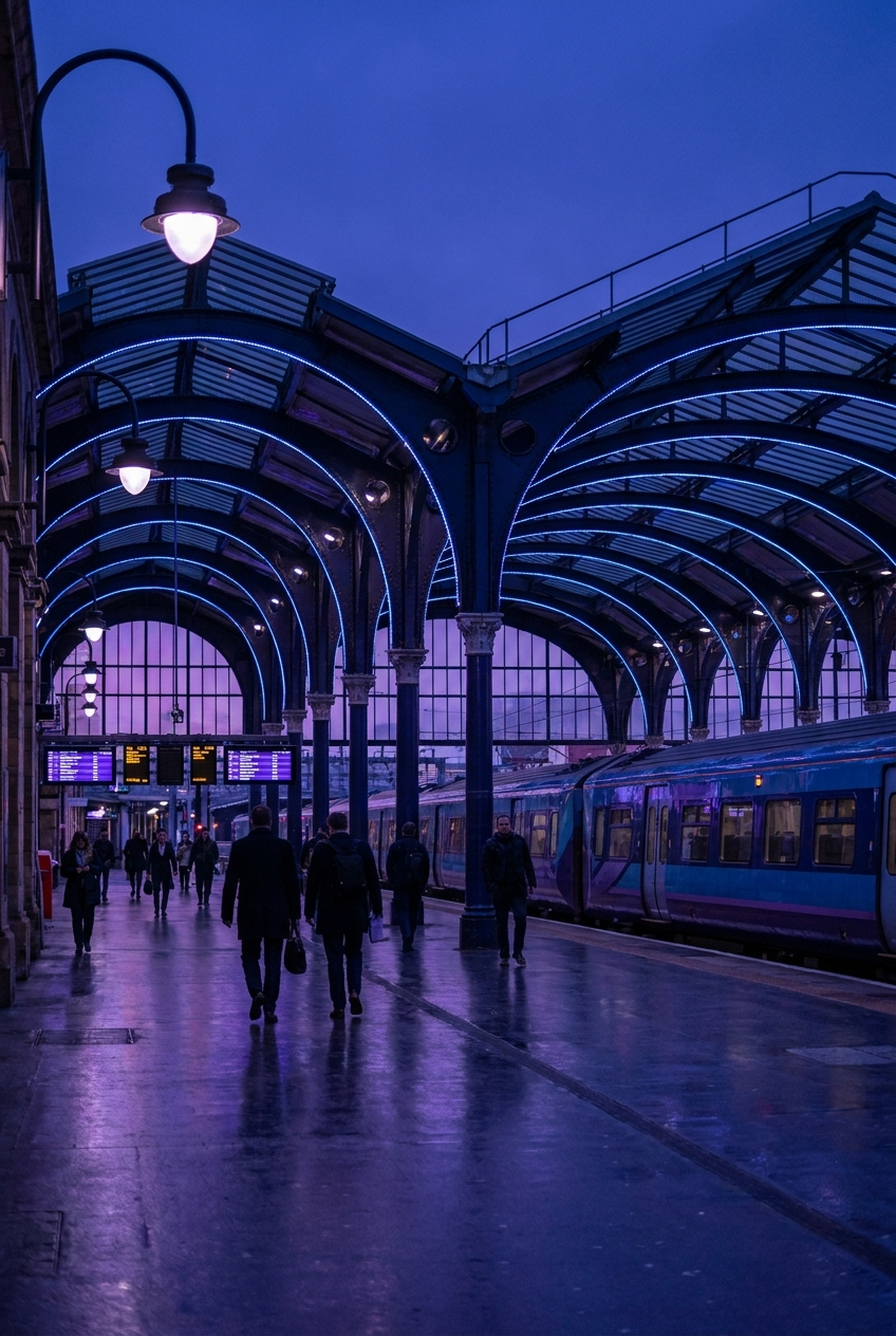 The Indigo Station analogous color study, analogous colors, using Unspecified AI image prompt