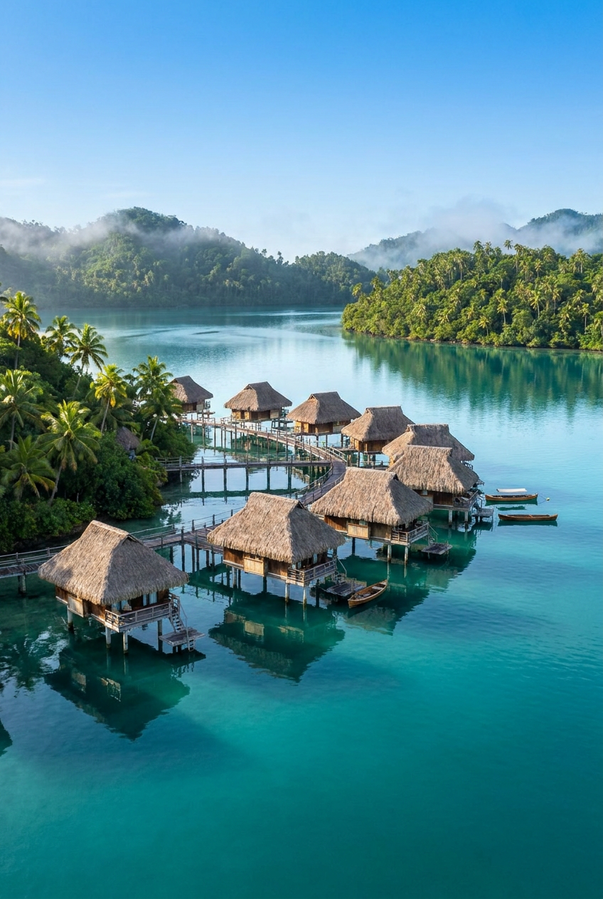 The Lagoon Retreat analogous color study, analogous colors, using Unspecified AI image prompt