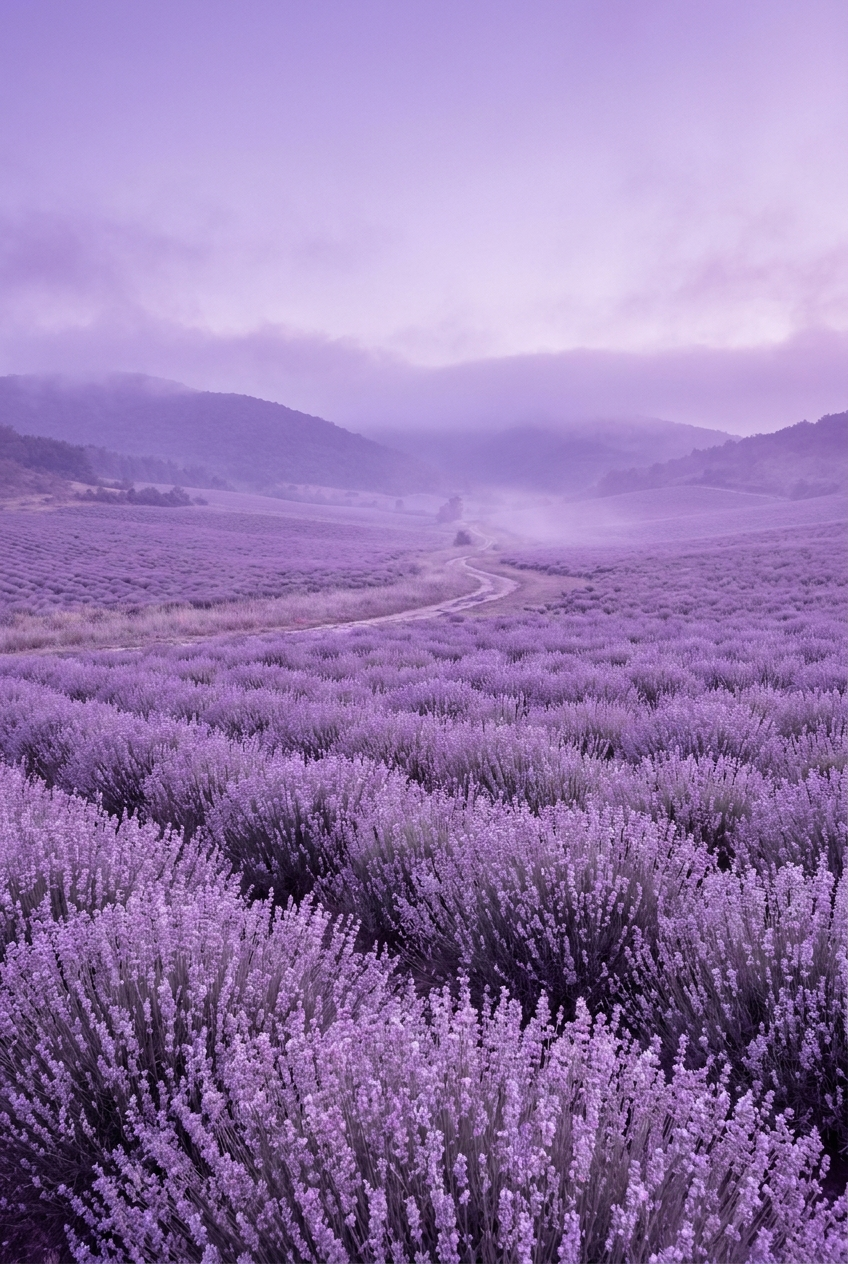 The Lavender Valley-Monochromatic-color study, color theory, using Unspecified AI image prompt