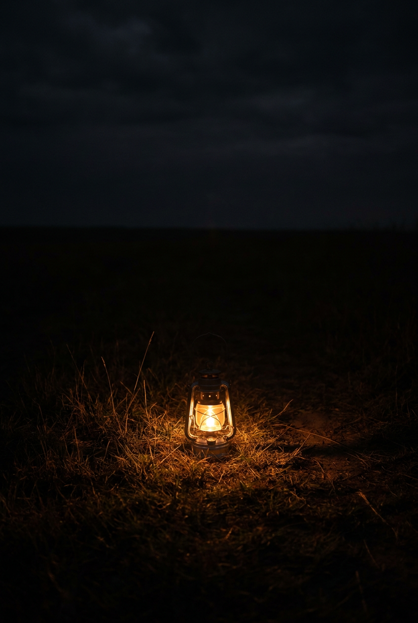 The Lone Lantern-Negative Space Study, atmospheric, using Unspecified AI image prompt