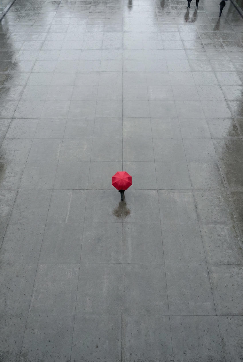 The Red Umbrella-Negative Space Study
