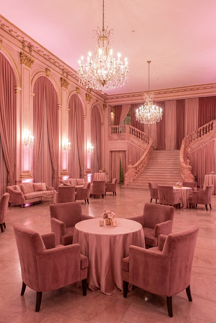 The Rose Ballroom-Color Study, color theory, using Unspecified AI image prompt