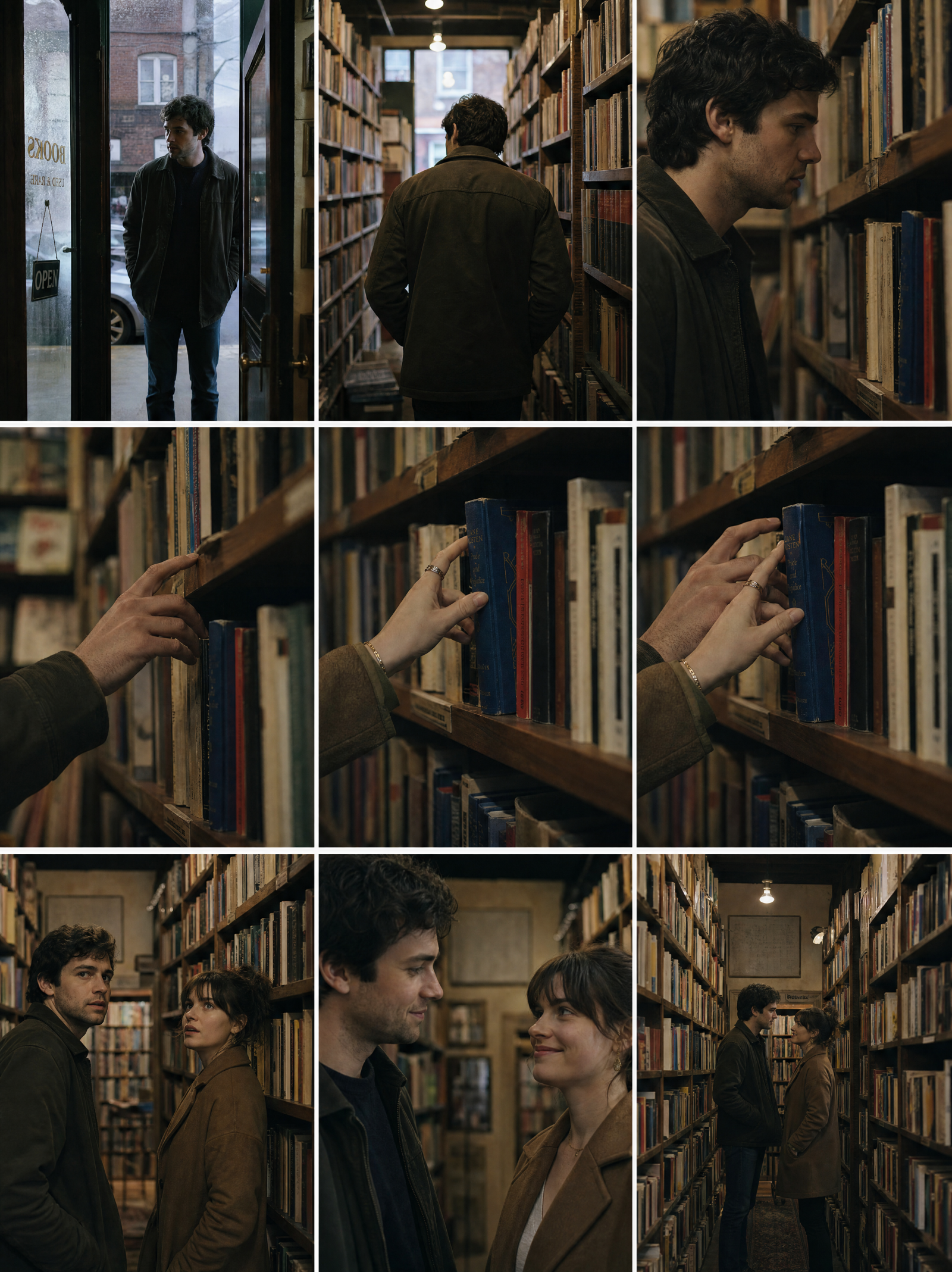 The Same Book - Storyboard Example, cinematic storytelling, using Unspecified AI image prompt