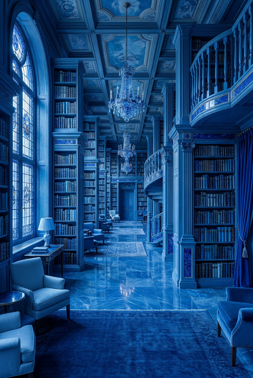 The Sapphire Archive-Monochromatic Study, architecture, using Unspecified AI image prompt