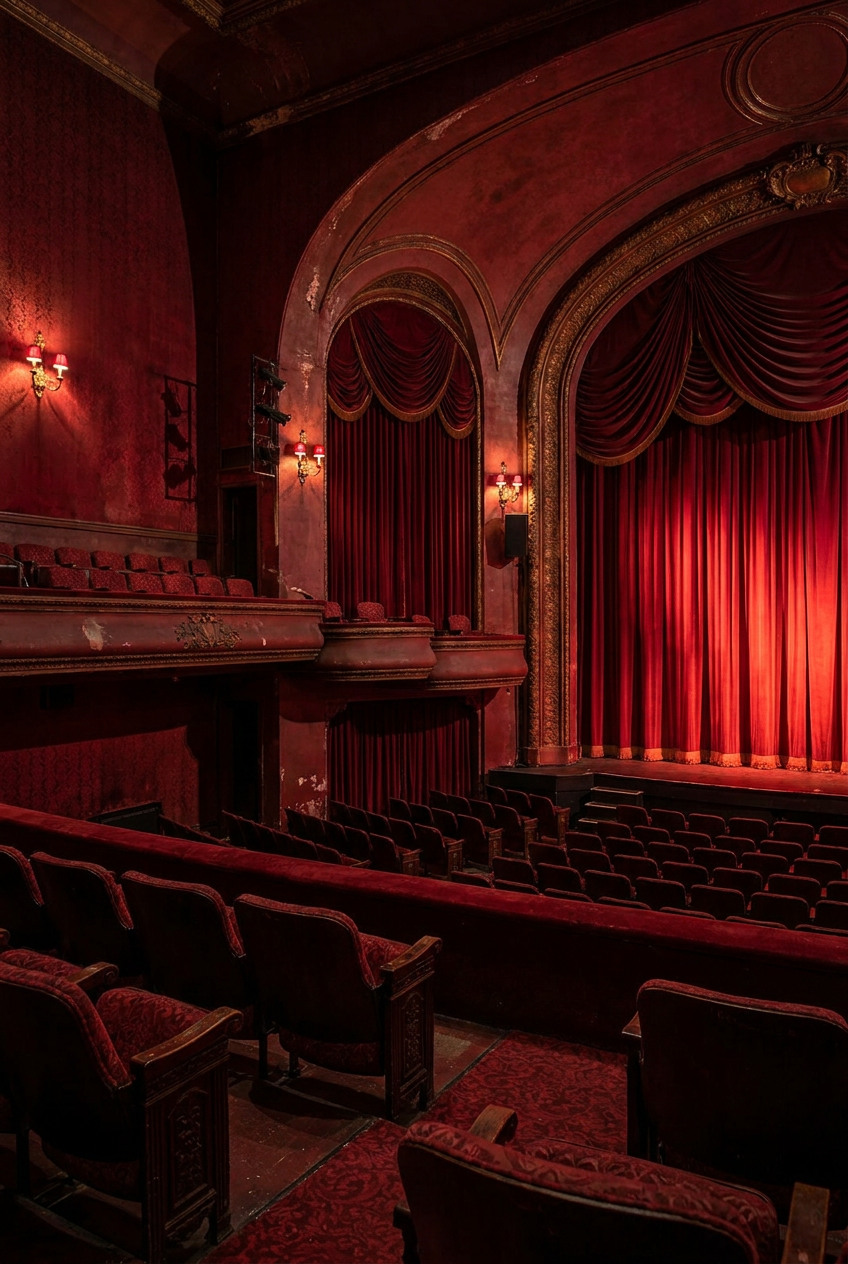 The Scarlet Theater Monochromatic-color study, color theory, using Unspecified AI image prompt