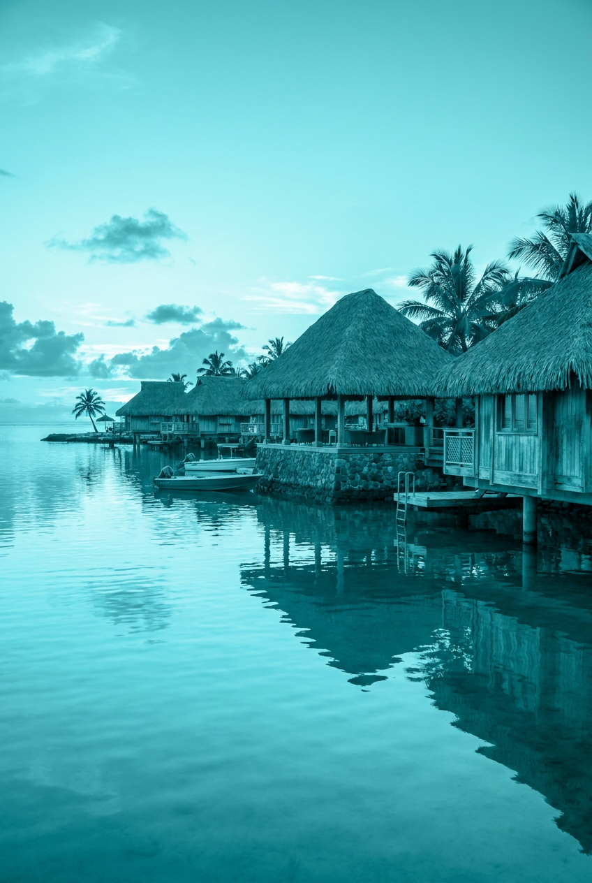 The Turquoise Lagoon Monochromatic-color study, color theory, using Unspecified AI image prompt