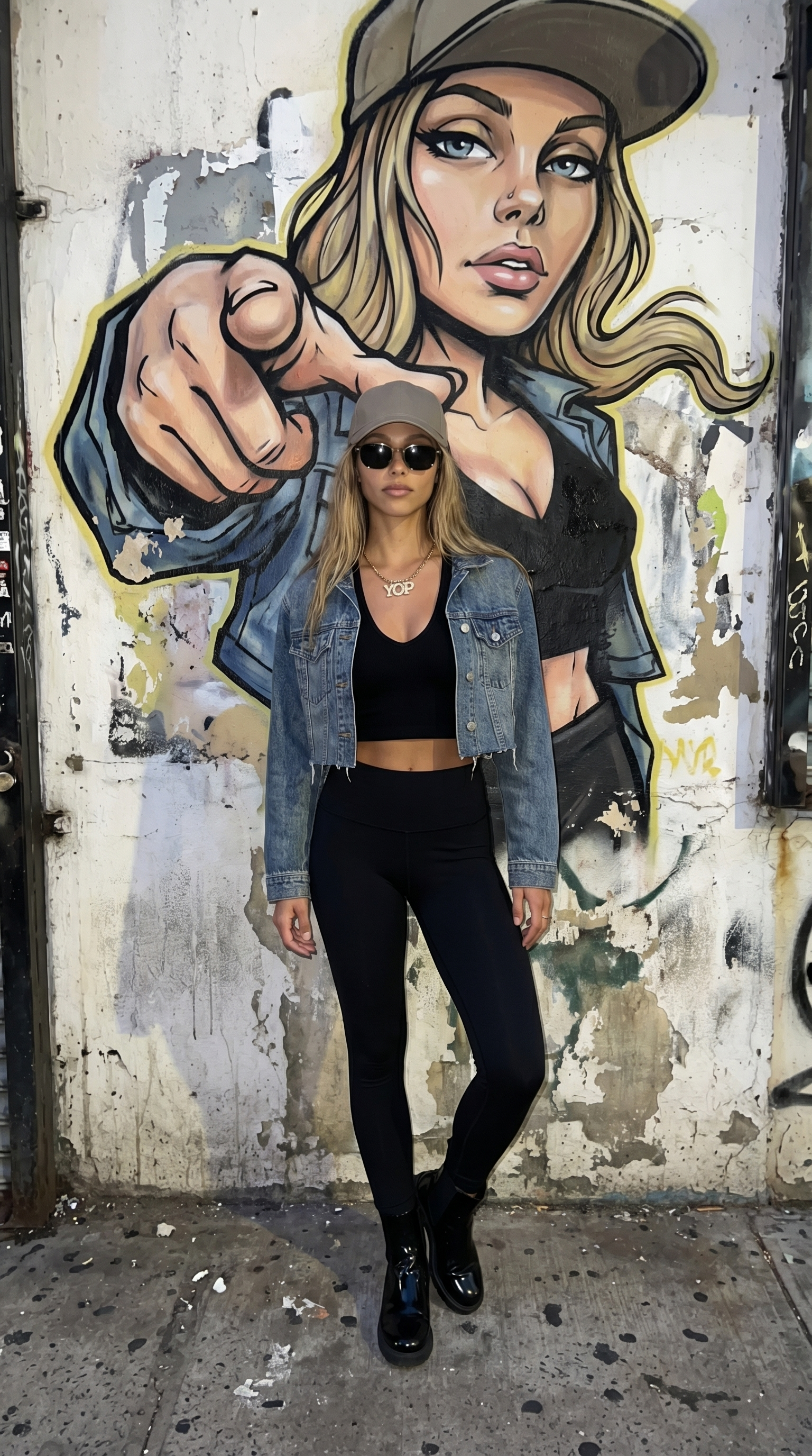 Woman on graffiti