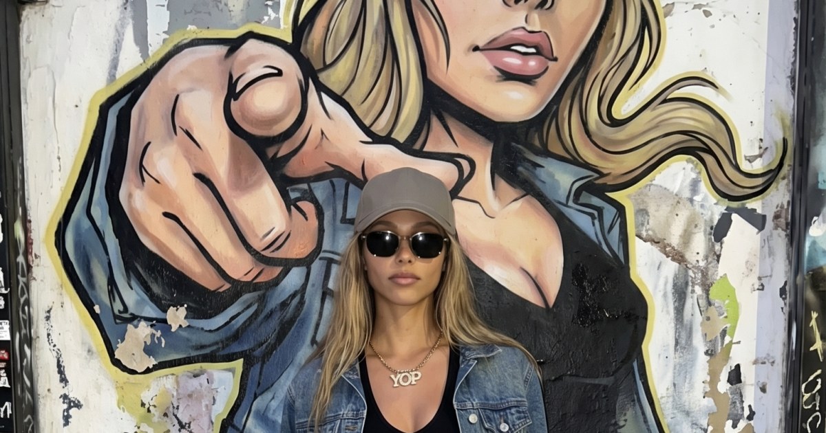 Woman on graffiti